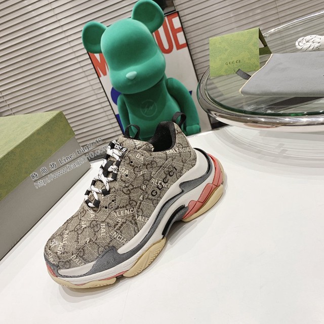 gucci古馳頂級版本情侶款Gucci x Balenciaga古馳x巴黎世家聯名款2021新款Triple S厚底運動鞋老爹鞋 dx2796